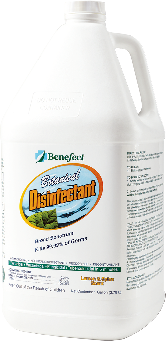 a gallon of disinfectant on a white background