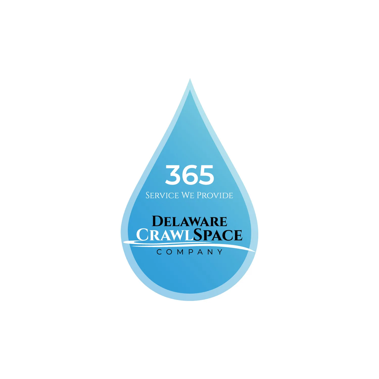 a water drop with the words delaware crawl space on it