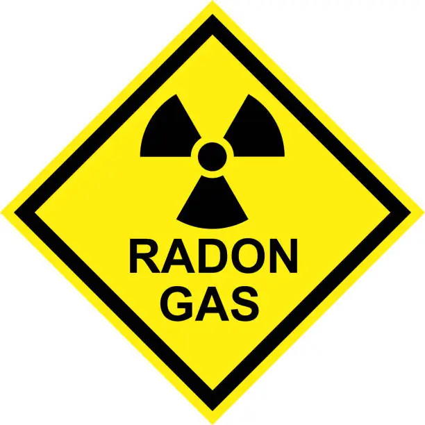 a yellow and black sign that says radon gas